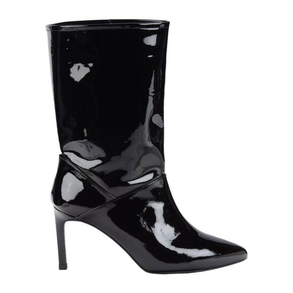 AllSaints Orlana Black Patent Mid Calf Boots Size 9 NWOT $299 MSRP - Picture 1 of 7